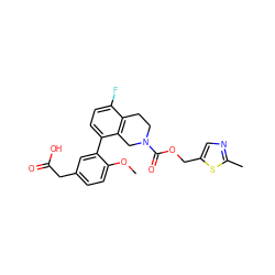 COc1ccc(CC(=O)O)cc1-c1ccc(F)c2c1CN(C(=O)OCc1cnc(C)s1)CC2 ZINC000144112970