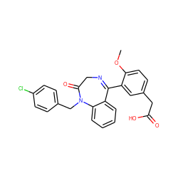 COc1ccc(CC(=O)O)cc1C1=NCC(=O)N(Cc2ccc(Cl)cc2)c2ccccc21 ZINC000084603958