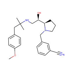 COc1ccc(CC(C)(C)NC[C@@H](O)[C@H]2CCCN2Cc2cccc(C#N)c2)cc1 ZINC000028564995