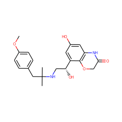 COc1ccc(CC(C)(C)NC[C@@H](O)c2cc(O)cc3c2OCC(=O)N3)cc1 ZINC000034892266