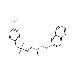 COc1ccc(CC(C)(C)NC[C@H](O)COc2ccc3ccccc3c2)cc1 ZINC000045496885