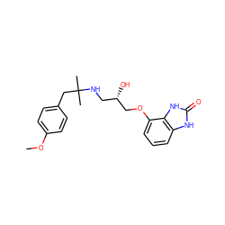 COc1ccc(CC(C)(C)NC[C@H](O)COc2cccc3[nH]c(=O)[nH]c23)cc1 ZINC000045484610