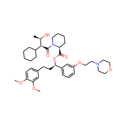 COc1ccc(CC[C@@H](OC(=O)[C@@H]2CCCCN2C(=O)[C@@H](C2CCCCC2)[C@@H](C)O)c2cccc(OCCN3CCOCC3)c2)cc1OC ZINC000263620997