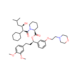 COc1ccc(CC[C@@H](OC(=O)[C@@H]2CCCCN2C(=O)[C@@H](C2CCCCC2)[C@H](O)CC(C)C)c2cccc(OCCN3CCOCC3)c2)cc1OC ZINC000473111341