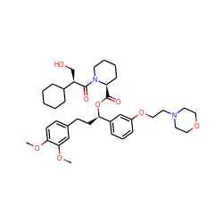 COc1ccc(CC[C@@H](OC(=O)[C@@H]2CCCCN2C(=O)[C@H](CO)C2CCCCC2)c2cccc(OCCN3CCOCC3)c2)cc1OC ZINC000473115539