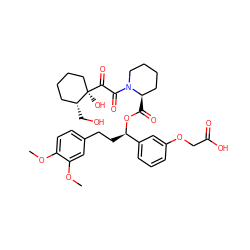 COc1ccc(CC[C@@H](OC(=O)[C@@H]2CCCCN2C(=O)C(=O)[C@]2(O)CCCC[C@H]2CO)c2cccc(OCC(=O)O)c2)cc1OC ZINC000084706473