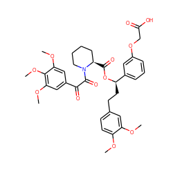 COc1ccc(CC[C@@H](OC(=O)[C@@H]2CCCCN2C(=O)C(=O)c2cc(OC)c(OC)c(OC)c2)c2cccc(OCC(=O)O)c2)cc1OC ZINC000084687910