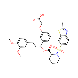 COc1ccc(CC[C@@H](OC(=O)[C@@H]2CCCCN2S(=O)(=O)c2ccc3nc(C)sc3c2)c2cccc(OCC(=O)O)c2)cc1OC ZINC000084672212