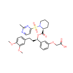 COc1ccc(CC[C@@H](OC(=O)[C@@H]2CCCCN2S(=O)(=O)c2ccnc(C)n2)c2cccc(OCC(=O)O)c2)cc1OC ZINC000084710501