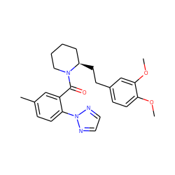 COc1ccc(CC[C@@H]2CCCCN2C(=O)c2cc(C)ccc2-n2nccn2)cc1OC ZINC000653795627