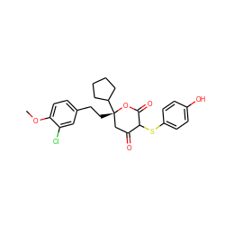 COc1ccc(CC[C@]2(C3CCCC3)CC(=O)C(Sc3ccc(O)cc3)C(=O)O2)cc1Cl ZINC000049942353