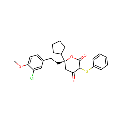 COc1ccc(CC[C@]2(C3CCCC3)CC(=O)C(Sc3ccccc3)C(=O)O2)cc1Cl ZINC000035013155