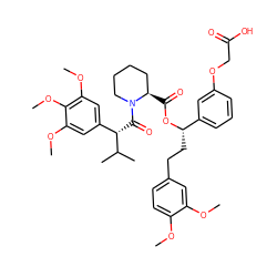 COc1ccc(CC[C@H](OC(=O)[C@@H]2CCCCN2C(=O)[C@@H](c2cc(OC)c(OC)c(OC)c2)C(C)C)c2cccc(OCC(=O)O)c2)cc1OC ZINC000034799807