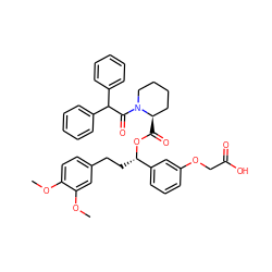 COc1ccc(CC[C@H](OC(=O)[C@@H]2CCCCN2C(=O)C(c2ccccc2)c2ccccc2)c2cccc(OCC(=O)O)c2)cc1OC ZINC000034799735