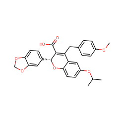 COc1ccc(CC2=C(C(=O)O)[C@@H](c3ccc4c(c3)OCO4)Oc3ccc(OC(C)C)cc32)cc1 ZINC000013473477