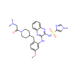 COc1ccc(CC2CCN(C(=O)CN(C)C)CC2)c(Nc2nc3ccccc3nc2NS(=O)(=O)c2cn(C)cn2)c1 ZINC000138406203