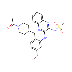 COc1ccc(CC2CCN(C(C)=O)CC2)c(Nc2nc3ccccc3nc2NS(C)(=O)=O)c1 ZINC000138250258