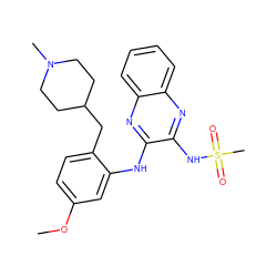 COc1ccc(CC2CCN(C)CC2)c(Nc2nc3ccccc3nc2NS(C)(=O)=O)c1 ZINC000138220411