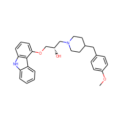COc1ccc(CC2CCN(C[C@H](O)COc3cccc4[nH]c5ccccc5c34)CC2)cc1 ZINC000049035194