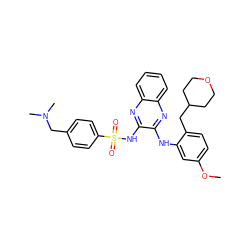 COc1ccc(CC2CCOCC2)c(Nc2nc3ccccc3nc2NS(=O)(=O)c2ccc(CN(C)C)cc2)c1 ZINC000149641384