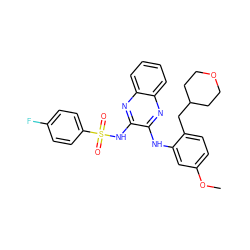 COc1ccc(CC2CCOCC2)c(Nc2nc3ccccc3nc2NS(=O)(=O)c2ccc(F)cc2)c1 ZINC000138220031