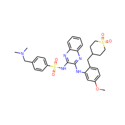 COc1ccc(CC2CCS(=O)(=O)CC2)c(Nc2nc3ccccc3nc2NS(=O)(=O)c2ccc(CN(C)C)cc2)c1 ZINC000149670644