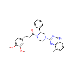 COc1ccc(CCC(=O)N2CCN(/C(=N/C#N)Nc3ccccc3C)C[C@@H]2c2ccccc2)cc1OC ZINC000029128833