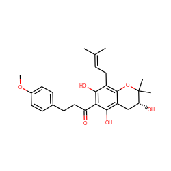 COc1ccc(CCC(=O)c2c(O)c(CC=C(C)C)c3c(c2O)C[C@@H](O)C(C)(C)O3)cc1 ZINC000103233423