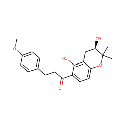 COc1ccc(CCC(=O)c2ccc3c(c2O)C[C@@H](O)C(C)(C)O3)cc1 ZINC000103233418
