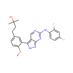 COc1ccc(CCC(C)(C)O)cc1-c1[nH]nc2nc(Nc3ccc(F)cc3F)ncc12 ZINC000028565759