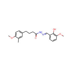 COc1ccc(CCCC(=O)N/N=C/c2cccc(OC)c2O)cc1C ZINC000001434858