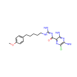 COc1ccc(CCCCCN/C(N)=N\C(=O)c2nc(Cl)c(N)nc2N)cc1 ZINC000036176093