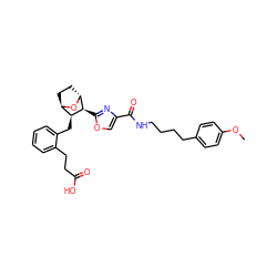 COc1ccc(CCCCNC(=O)c2coc([C@@H]3[C@H]4CC[C@@H](O4)[C@@H]3Cc3ccccc3CCC(=O)O)n2)cc1 ZINC000169367157