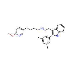 COc1ccc(CCCCNCCc2c(-c3cc(C)cc(C)c3)[nH]c3ccccc23)cn1 ZINC000026019492