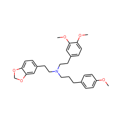 COc1ccc(CCCN(CCc2ccc(OC)c(OC)c2)CCc2ccc3c(c2)OCO3)cc1 ZINC000653753062