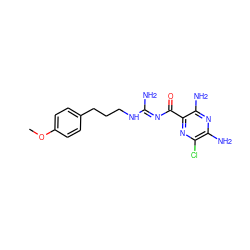 COc1ccc(CCCN/C(N)=N/C(=O)c2nc(Cl)c(N)nc2N)cc1 ZINC000036176061