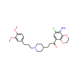 COc1ccc(CCCN2CCC(CCC(=O)c3cc(Cl)c(N)c4c3OCCO4)CC2)cc1OC ZINC000003813517