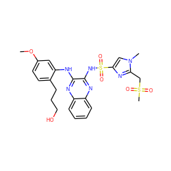 COc1ccc(CCCO)c(Nc2nc3ccccc3nc2NS(=O)(=O)c2cn(C)c(CS(C)(=O)=O)n2)c1 ZINC000148322692