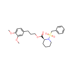 COc1ccc(CCCOC(=O)[C@@H]2CCCCN2S(=O)(=O)Cc2ccccc2)cc1OC ZINC000013441827