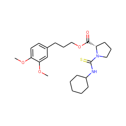 COc1ccc(CCCOC(=O)[C@@H]2CCCN2C(=S)NC2CCCCC2)cc1OC ZINC000013441841