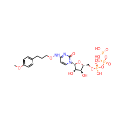 COc1ccc(CCCONc2ccn([C@@H]3O[C@H](CO[P@@](=O)(O)O[P@@](=O)(O)OP(=O)(O)O)[C@@H](O)[C@H]3O)c(=O)n2)cc1 ZINC000169340948