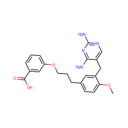COc1ccc(CCCOc2cccc(C(=O)O)c2)cc1Cc1cnc(N)nc1N ZINC000013559767