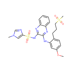 COc1ccc(CCCS(C)(=O)=O)c(Nc2nc3ccccc3nc2NS(=O)(=O)c2cn(C)cn2)c1 ZINC000138528179