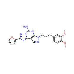 COc1ccc(CCCn2ncc3c2nc(N)n2nc(-c4ccco4)nc32)cc1OC ZINC000013554846