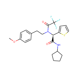 COc1ccc(CCN(C(=O)C(F)(F)F)[C@H](C(=O)NC2CCCC2)c2cccs2)cc1 ZINC000000800192