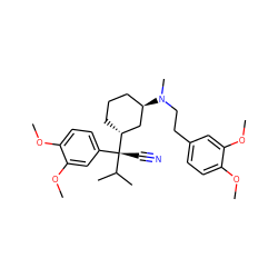 COc1ccc(CCN(C)[C@@H]2CCC[C@@H]([C@@](C#N)(c3ccc(OC)c(OC)c3)C(C)C)C2)cc1OC ZINC000013861384