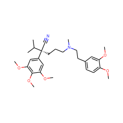 COc1ccc(CCN(C)CCC[C@](C#N)(c2cc(OC)c(OC)c(OC)c2)C(C)C)cc1OC ZINC000003812915