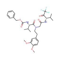 COc1ccc(CCN(CC(=O)N[C@H](C(=O)C(F)(F)F)C(C)C)C(=O)[C@@H](NC(=O)OCc2ccccc2)C(C)C)cc1OC ZINC000027735855