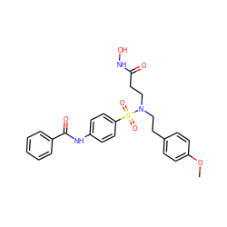 COc1ccc(CCN(CCC(=O)NO)S(=O)(=O)c2ccc(NC(=O)c3ccccc3)cc2)cc1 ZINC000034001367