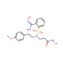 COc1ccc(CCN(CCC(=O)NO)S(=O)(=O)c2ccccc2/C(N)=N\O)cc1 ZINC000060049701